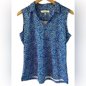 Pebble Beach Golf Tennis Sleeveless Polo Top Women Size Medium Blue Active